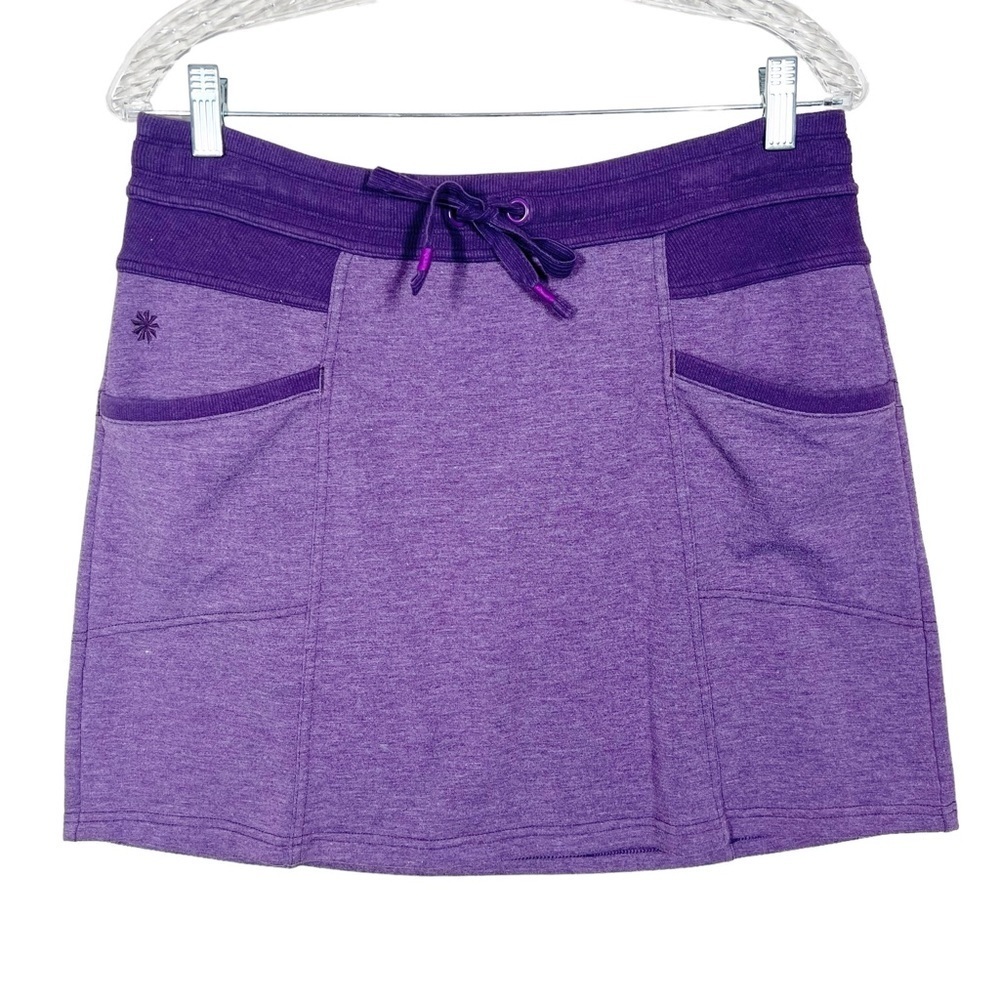 Athleta Womens Purple Drawstring French Terry Athletic Skirt Size Large